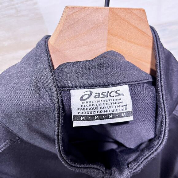 ASICS 1/4 Zip Performance Jersey Tech Pullover Black Lightweight Mens Medium - Picture 5 of 6